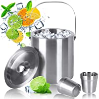 Los mejores  - MVPower Cubitera de Acero Inoxidable con Vaso de Acero - Cubo para Hielo de Acero Inoxidable Cubo de Hielo Aislamiento…